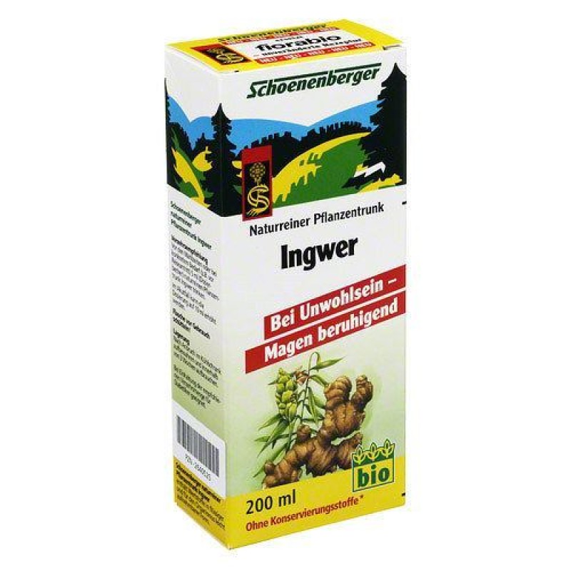 Био Сок от Джинджифил 200 мл. от Schoenenberger Ако използвате джинджифил само като много ароматна и пикантна подправка, време е да се запознаете и с чудотворния му лечебен ефект. Той тонизира организма и помага Био Сок от Джинджифил 200 мл. от Schoenenbe