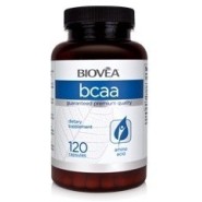 BCAA (Верижно разклонени аминокиселини) 120 капсули / 30-45 дни | Biovea Повишава силата и издръжливостта по време на тренировка Поддържа и стимулира растежа на скелетната мускулатура Приемът преди и сле BCAA (Верижно разклонени аминокиселини) 120 капсули
