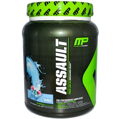 MusclePharm Assault 460/736/1380 гр Muscle Pharm Assault е азотен бустер от ново поколение. Искате да тренирате неуморно и пълноценно, без да загубите мотивацията си? Не знаете как да задържите интереса си в залата? И MusclePharm Assault 460/736/1380 гр M
