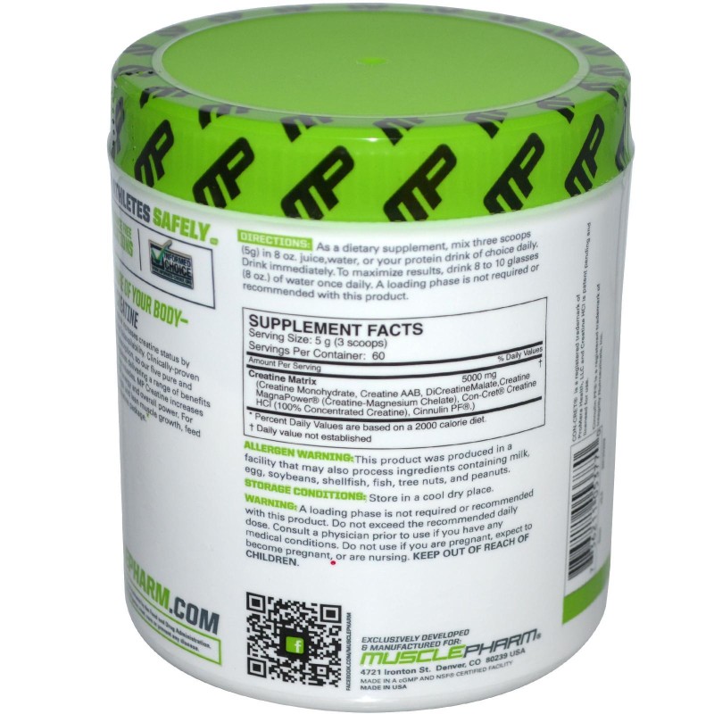 Muscle Pharm Creatine 300 гр | 60 дози Muscle Pharm Creatine 300 гр | 60 дозиMuscle Pharm Creatine не е обикновен креатин! Muscle Pharm Creatine 300 гр | 60 дози Muscle Pharm Creatine не е обикновен креатин! Това е креатин, на какъвто не сте попадали досега – с невероятно мощно действие! Създаден с прецизна грижа и внимание към кл Muscle Pharm Creatine 300 гр | 60 дози Muscle