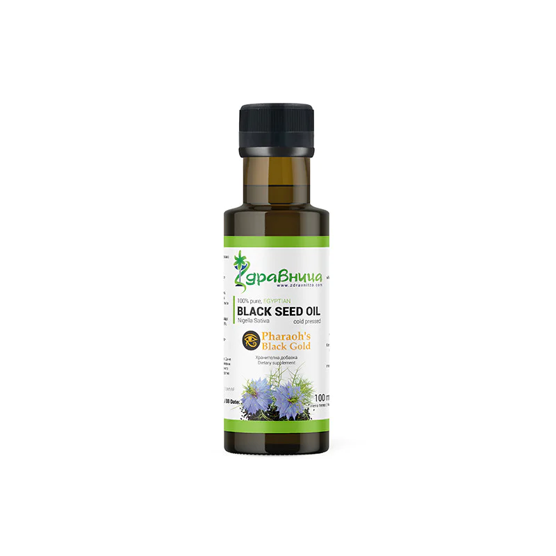 100% Pure Egyptian Black Seed Oil 100 мл | Здравница Подходящо за директна консумация и козметични цели Повишава имунитета Има антипаразитно и антибактериално действие Активира жизнените сили на тялото 100% Pure Egyptian Black Seed Oil 100 мл | Здравница 