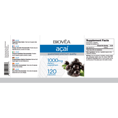 Акай Бери (Acai Berry) 120 капсули / 2 месеца | Biovea  Акай Бери 4:1 1000mg от Biovea - най-известният суперплод, мощен антиоксидант и още нещо... Поддържа нервната система Помага Акай Бери (Acai Berry) 120 капсули / 2 месеца | Biovea  Акай Бери 4:1 1000