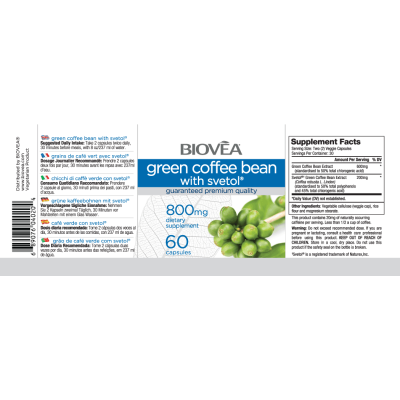 Зелено Кафе със Светол 800 мг 60 капсули | 30 дни | Biovea  Biovea Green Coffee Bean with Svetol 800 мг е една иновативна формула, разработена на основата на различни научни изследвания, които доказват уникалния& Зелено Кафе със Светол 800 мг 60 капсу
