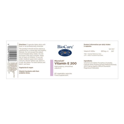 MicroCell Vitamin E 200 IU 60 капсули | BioCare