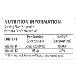 Vitamin D3 + K1 90 капсули | Dorian Yates Nutrition