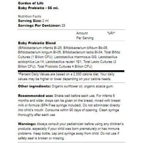 Baby Probiotic 4 Billion CFU 56 мл | Garden Of Life Baby Probiotic 4 Billion CFU 56 мл | Garden Of Life