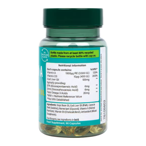 Vitamin A + D & Cod Liver Oil 90 капсули | Holland & Barrett