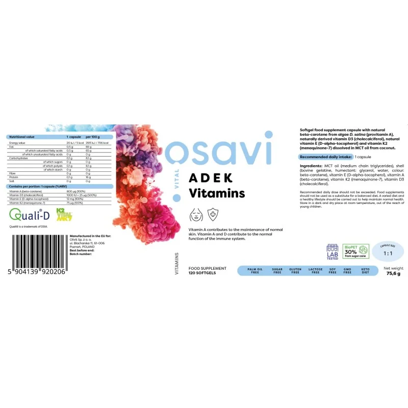 ADEK Vitamins 120 гел-капсули | Osavi ADEK Vitamins 120 гел-капсули | Osavi