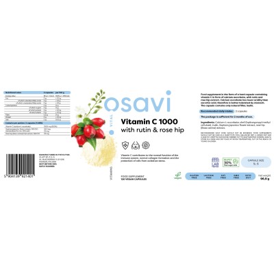 Vitamin C 1000 with Rutin & Rose Hip 120 капсули | Osavi Vitamin C 1000 with Rutin & Rose Hip 120 капсули | Osavi