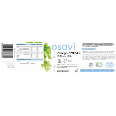 Vegan Omega-3 DHA 250 мг 120 гел-капсули | Osavi