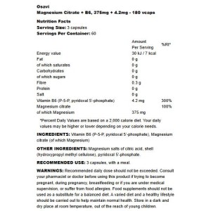 Magnesium Citrate 375 мг + B6 P-5-P 180 капсули | Osavi