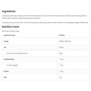 Clarified Butter 99.8% Milk Fat 400 гр | OstroVit