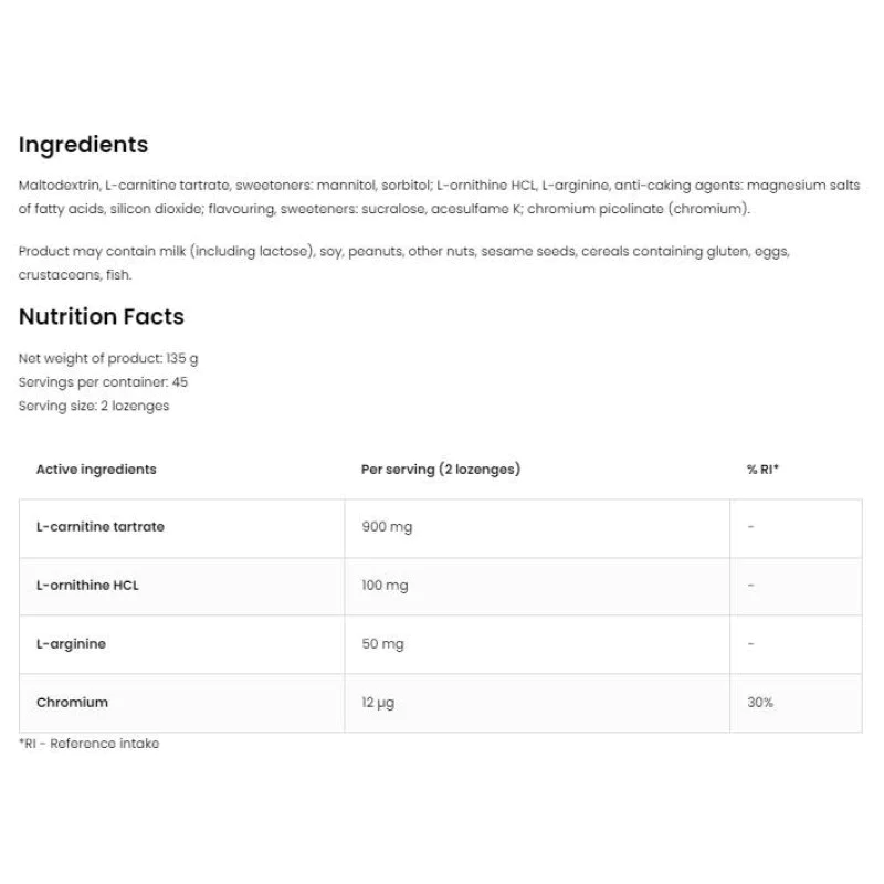 L-Carnitine 90 подезични таблетки | OstroVit L-Carnitine 90 подезични таблетки | OstroVit