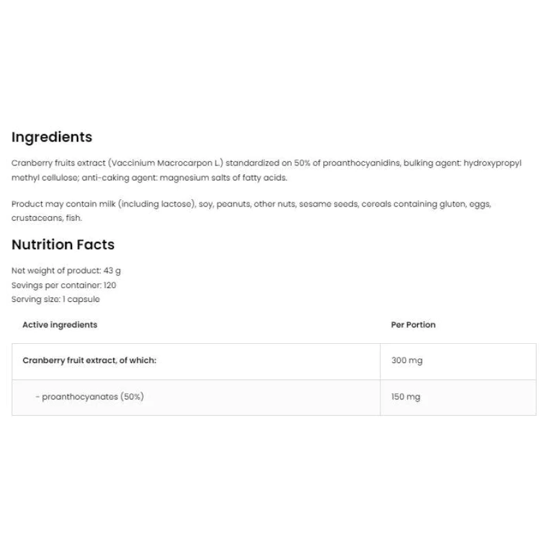 Cranberry Extract 300 мг 120 капсули | OstroVit Cranberry Extract 300 мг 120 капсули | OstroVit