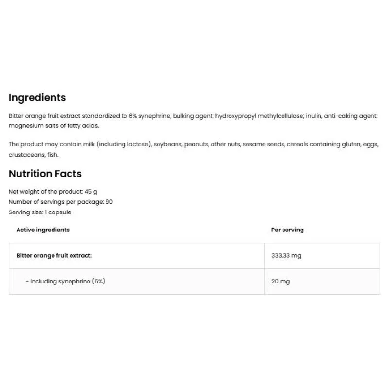Synephrine 20 мг 90 капсули | OstroVit Synephrine 20 мг 90 капсули | OstroVit