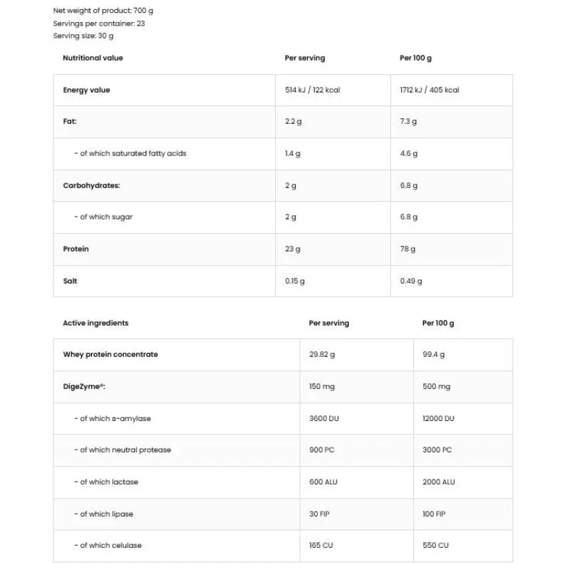 100% Whey Protein + Digezyme 700 гр | OstroVit 100% Whey Protein + Digezyme 700 гр | OstroVit
