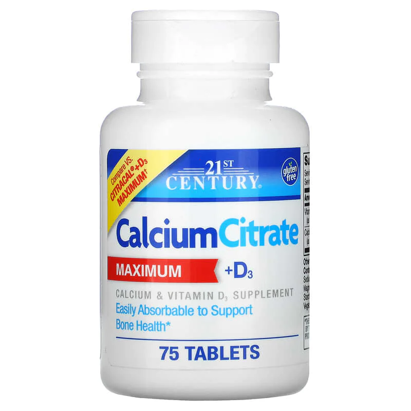Calcium Citrate Maximum + Vitamin D3 75 таблетки | 21st Century Calcium Citrate Maximum + Vitamin D3 75 таблетки | 21st Century