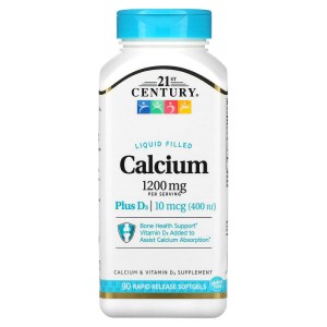 Calcium + D3 Liquid Filled 1200 мг/400 IU 90 гел-капсули | 21st Century
