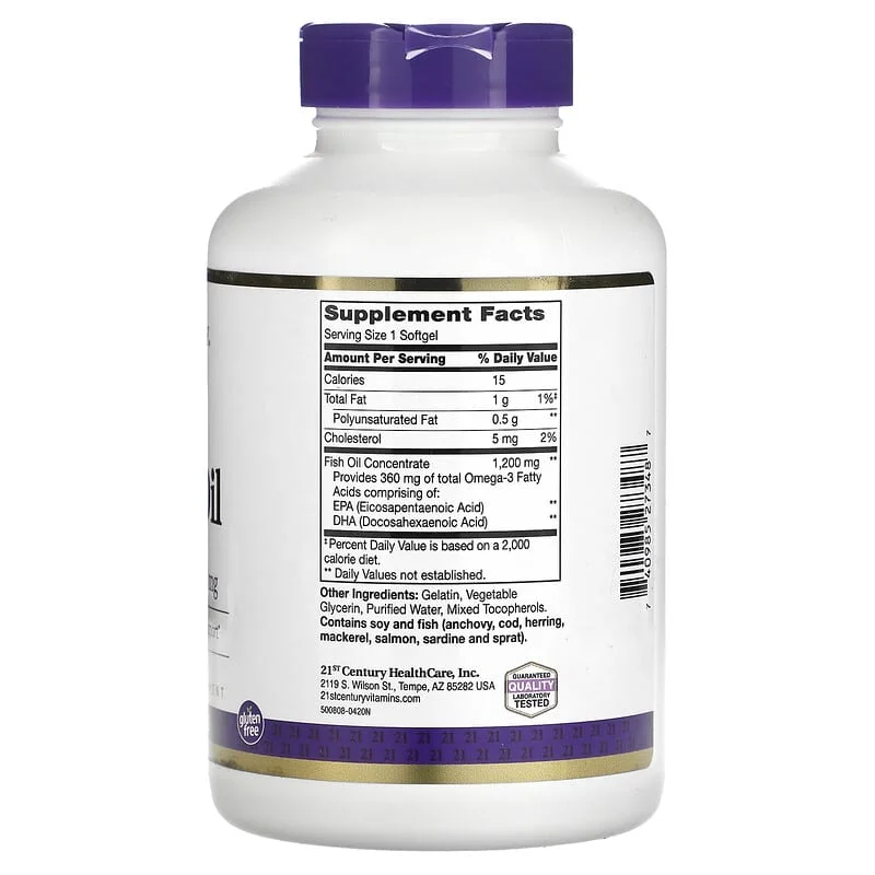 Fish Oil 1200 мг 140 гел-капсули | 21st Century Fish Oil 1200 мг 140 гел-капсули | 21st Century
