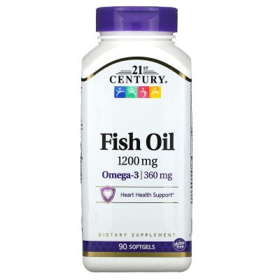 Fish Oil 1200 мг 90 гел-капсули | 21st Century