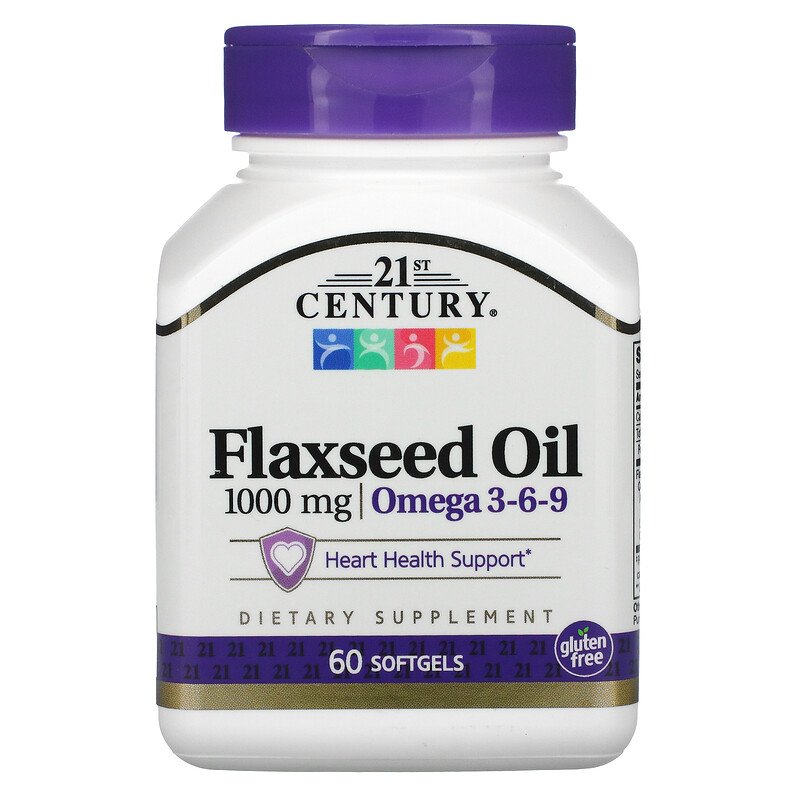 Flaxseed Oil (Ленено Масло) 1000 мг 60 дражета | 21st Century