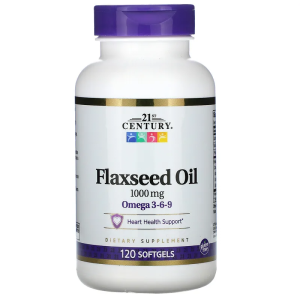 Flaxseed Oil (Ленено Масло) 1000 мг 120 дражета | 21st Century
