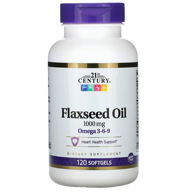 Flaxseed Oil (Ленено Масло) 1000 мг 120 дражета | 21st Century