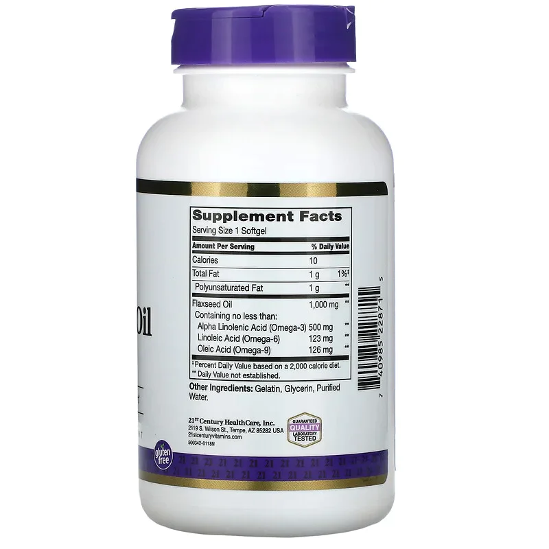 Flaxseed Oil (Ленено Масло) 1000 мг 120 дражета | 21st Century Flaxseed Oil (Ленено Масло) 1000 мг 120 дражета | 21st Century