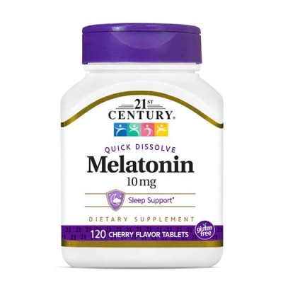 Melatonin 10 мг 120 таблетки с бързо усвояване | 21st Century Помага за регулиране на биологичния ритъм Противодейства на нарушенията на съня Насърчава спокойния и дълбок сън Подпомага костния метаболизъм Melatonin 10 мг 120 таблетки с бързо усвояване | 2