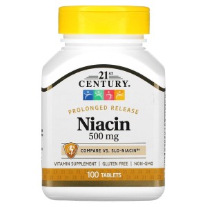 Niacin Prolonged Release 500 мг 100 таблетки | 21st Century Niacin Prolonged Release 500 мг 100 таблетки | 21st Century