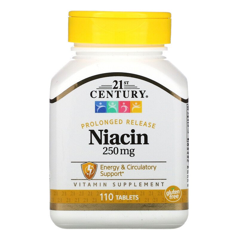 Niacin | Ниацин с удължено освобождаване (Витамин B-3) 250 мг 110 таблетки | 21st Century