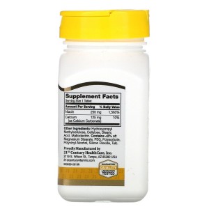 Niacin | Ниацин с удължено освобождаване (Витамин B-3) 250 мг 110 таблетки | 21st Century