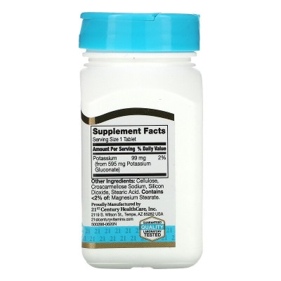Potassium Gluconate (Калий) 595 мг 110 таблетки | 21st Century