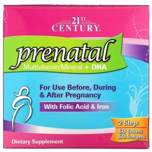 PreNatal + DHA 60 таблетки + 60 гел-капсули | 21st Century