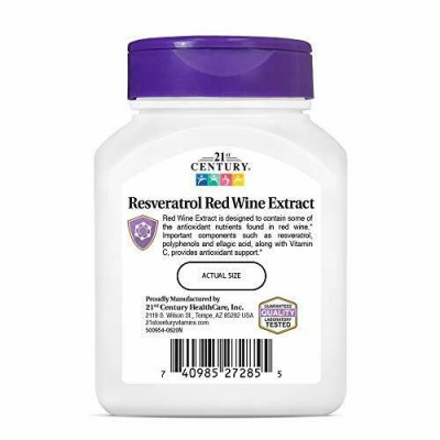 Resveratrol Red Wine Extract 90 капсули | 21st Century Мощни антиоксидантни качества Предпазва от оксидативен стрес Предотвратява развитието на сърдечни и съдови патологии Срещу диабет и затлъстяване За Resveratrol Red Wine Extract 90 капсули | 21st Centu