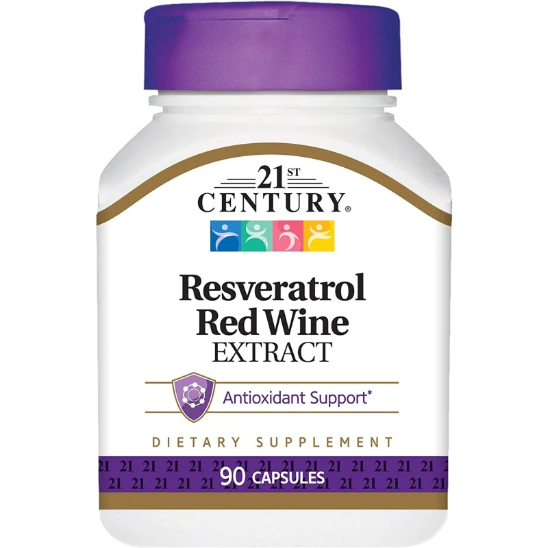 Resveratrol Red Wine Extract 90 капсули | 21st Century Мощни антиоксидантни качества Предпазва от оксидативен стрес Предотвратява развитието на сърдечни и съдови патологии Срещу диабет и затлъстяване За Resveratrol Red Wine Extract 90 капсули | 21st Centu