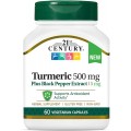 Turmeric 500 мг Plus Black Pepper Extract 5 мг 60 веге капсули | 21st Century