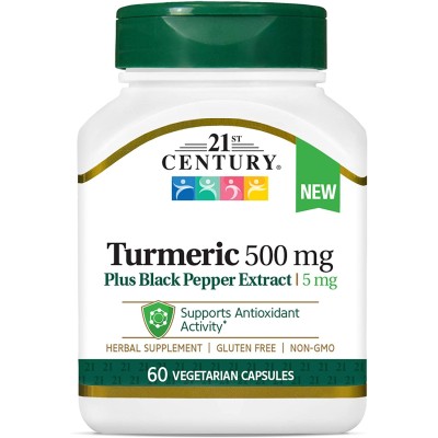 Turmeric 500 мг Plus Black Pepper Extract 5 мг 60 веге капсули | 21st Century Turmeric Plus Black Pepper Extract 60 веге капсули | 21st CenturyПодкрепа за Вашето здраве и имунна система
Мощен антиоксидант
Облекчава стомашните проблеми
Грижи с Turmeric Plus Black Pepper Extract 60 веге капсули | 21st Century Подкрепа за Вашето здраве и имунна система Мощен антиоксидант Облекчава стомашните проблеми Грижи се за здравето на ставите, намалява тяхна Turmeric Plus Black Pepper Extract 60 веге капсул