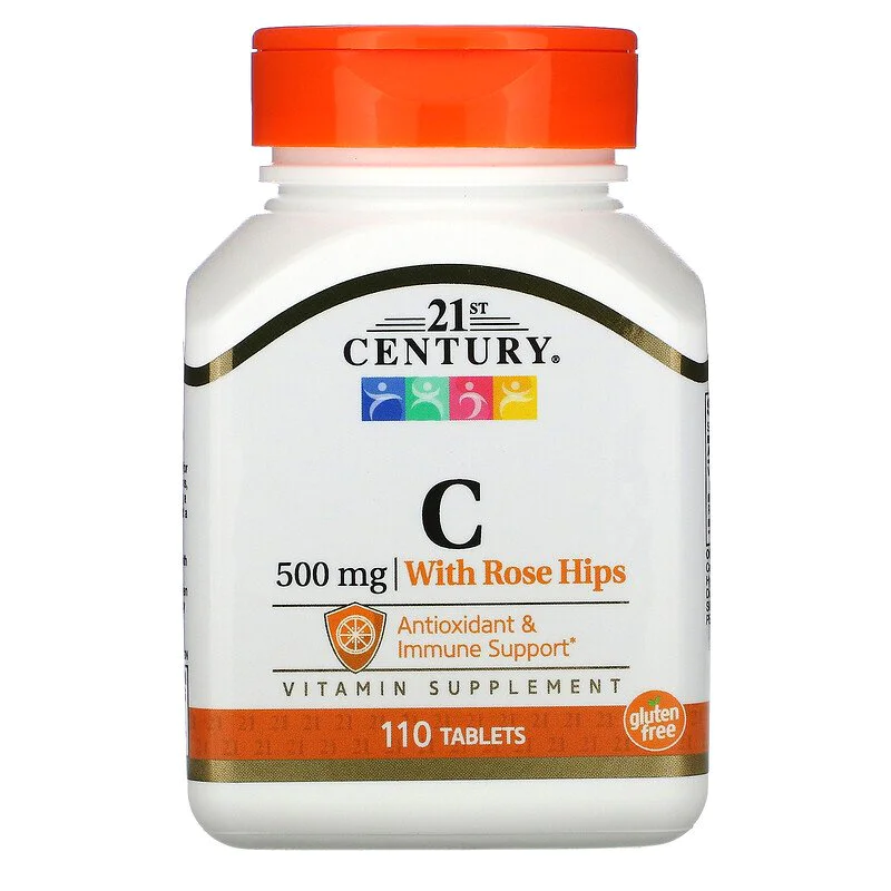 Vitamin C With Rose Hips (Натурален Витамин C) 500 мг 110 таблетки | 21st Century