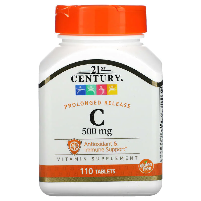 Vitamin C Prolonged Release 500 мг 110 таблетки | 21st Century Vitamin C Prolonged Release 500 мг 110 таблетки | 21st Century