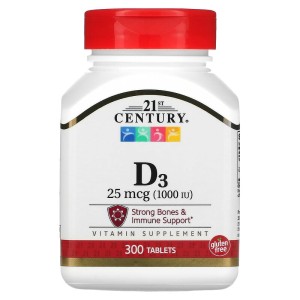 Vitamin D3 1000 IU 300 таблетки | 21st Century Healthcare