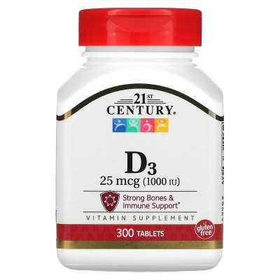 Vitamin D3 1000 IU 300 таблетки | 21st Century Healthcare