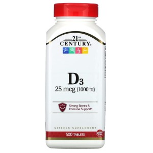 Vitamin D3 1000 IU 500 таблетки | 21st Century Healthcare