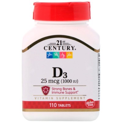 Vitamin D3 1000 IU 110 таблетки | 21st Century Healthcare Витамин D на 21st Century Healthcare с гарантирано най-добра цена за витамин Д в БългарияВитамин Д е един от най-важните витамини в човешкото тяло. Витамин D на 21st Century Healthcare с гарантирано най-добра цена за витамин Д в България Витамин Д е един от най-важните витамини в човешкото тяло. Както знаете, често витамин Д е дефицитен в организма ни, защото бли Витамин D на 21st Century Healthcare