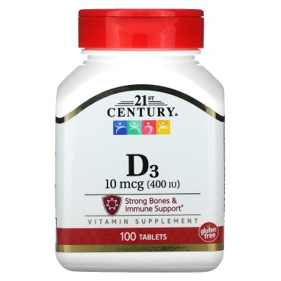 Vitamin D3 10 мкг (400 IU) 100 таблетки | 21st Century