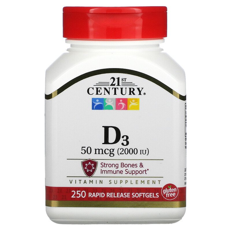 Vitamin D3 2000 IU 250 дражета | 21st Century