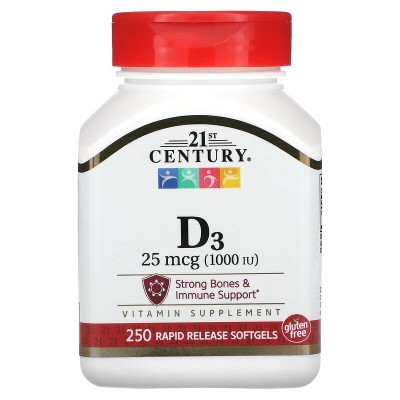Vitamin D3 25 мкг (1000 IU) 250 гел-капсули | 21st Century
