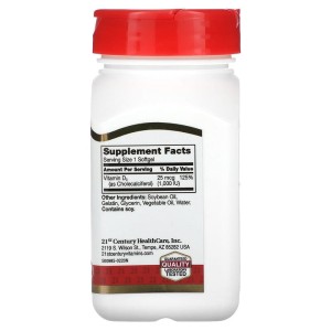 Vitamin D3 25 мкг (1000 IU) 250 гел-капсули | 21st Century