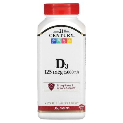Vitamin D3 5000 IU 360 таблетки | 21st Century Vitamin D3 5000 IU 360 таблетки | 21st Century
