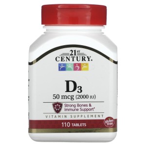Vitamin D3 50 мкг (2000 IU) 110 таблетки | 21st Century